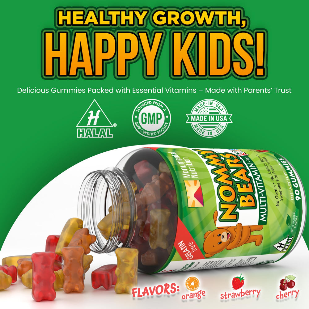 Nommy Bears with strawberry, orange, and cherry flavors kids love.