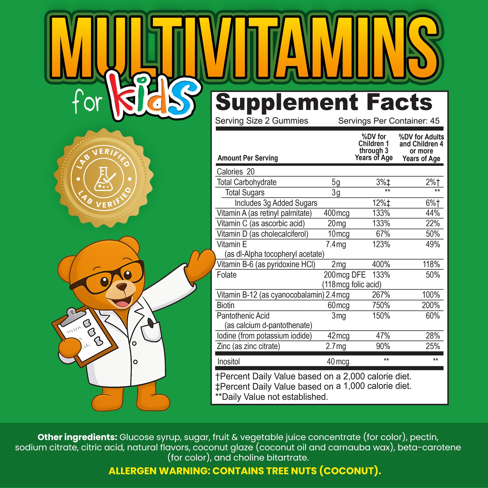 Gelatin-free, vegetarian formula from Nommy Bears for sensitive diets.