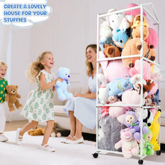 NomNest stuffed animal storage 3-tier display highlights plushies organization
