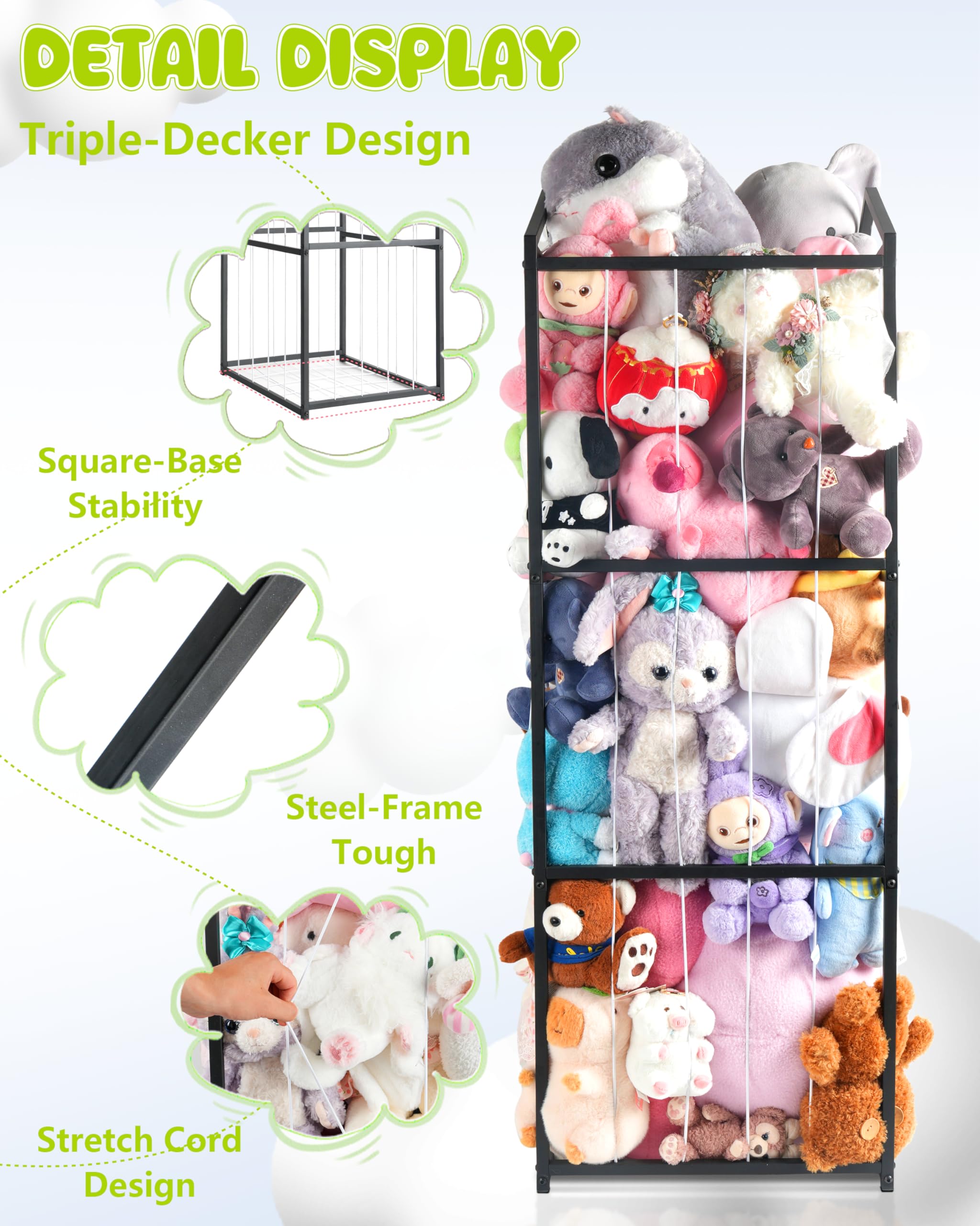NomNest sturdy metal frame provides durable toy organization with quick access