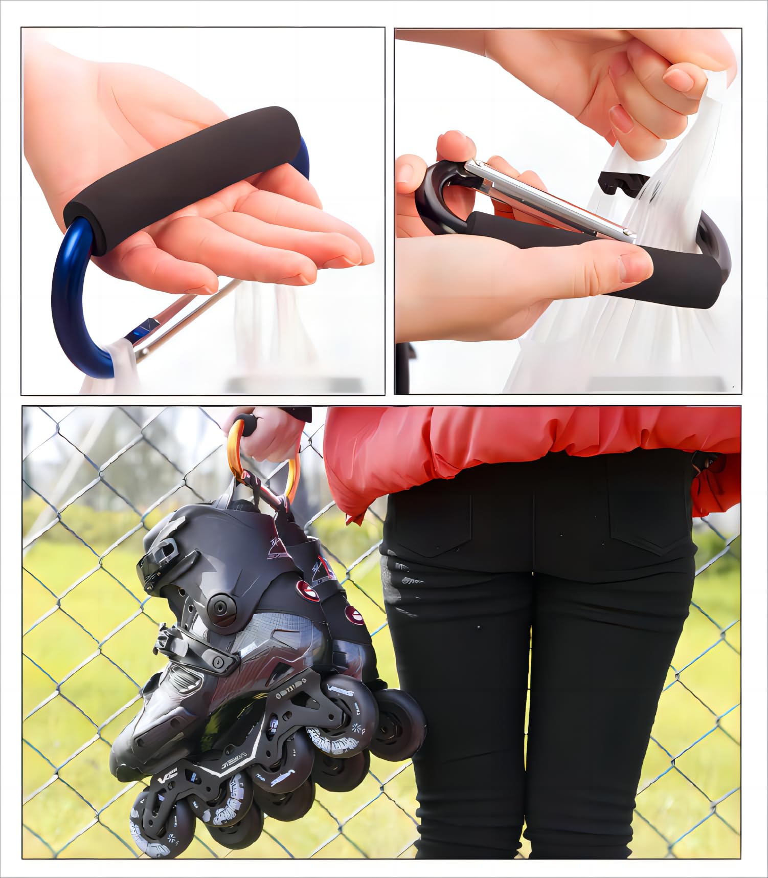 Noneea blue-heavy-duty clip supports groceries and multiple bags