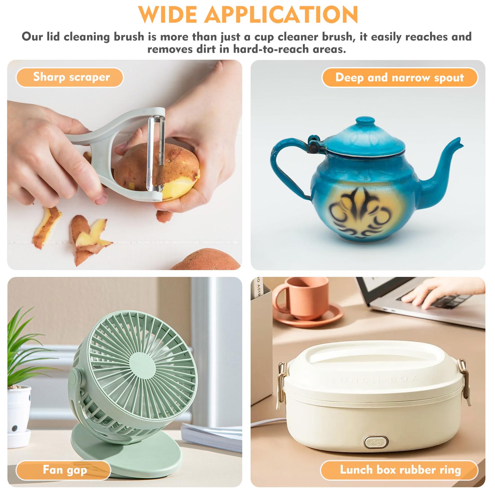 NONENDU stiff corner brush and spiral brush deliver thorough inside cleaning