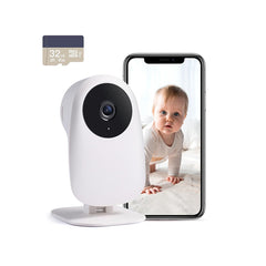 Nooie 2K baby monitor front view with crisp live feed