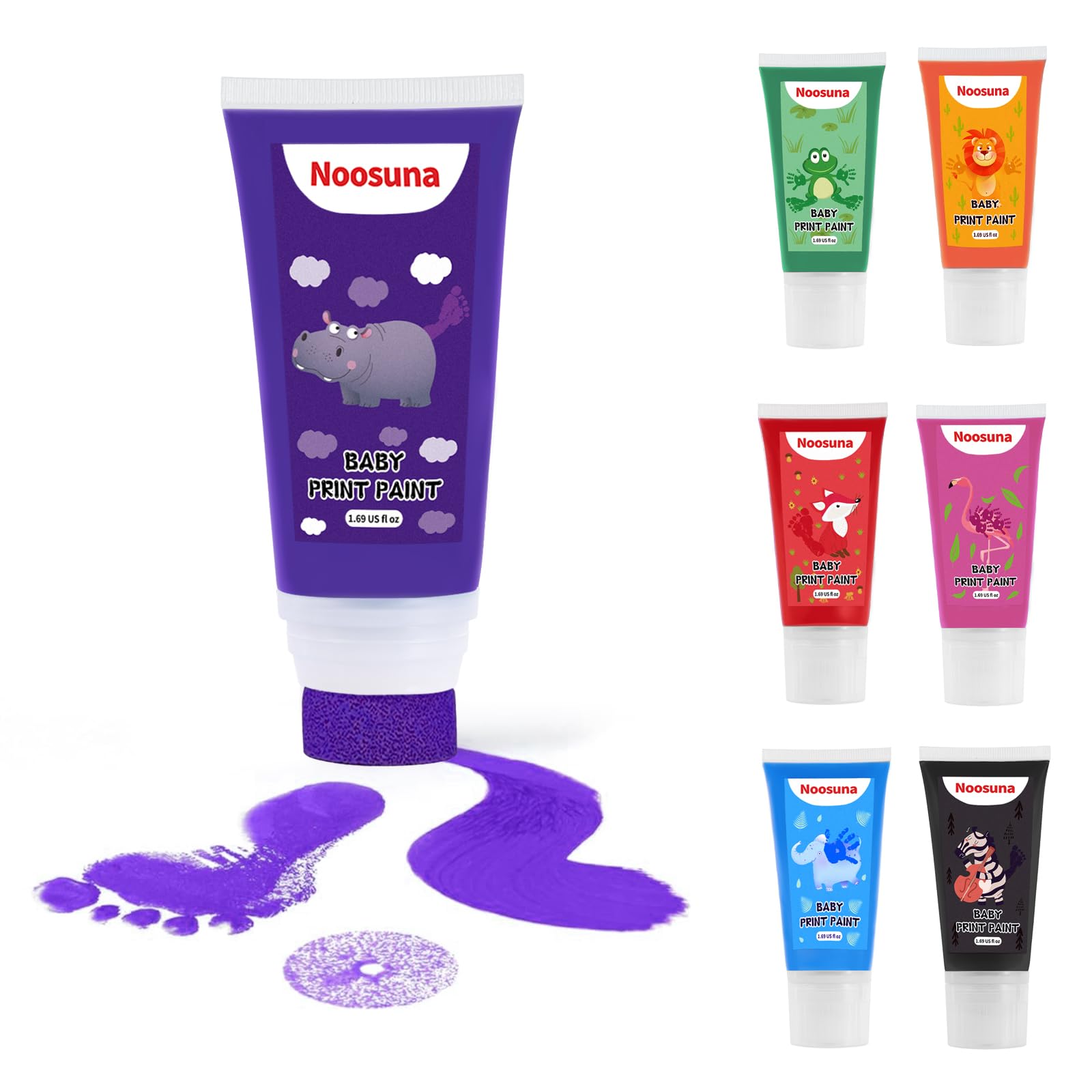 Noosuna baby-hand-footprint kit with sponge head for clean prints