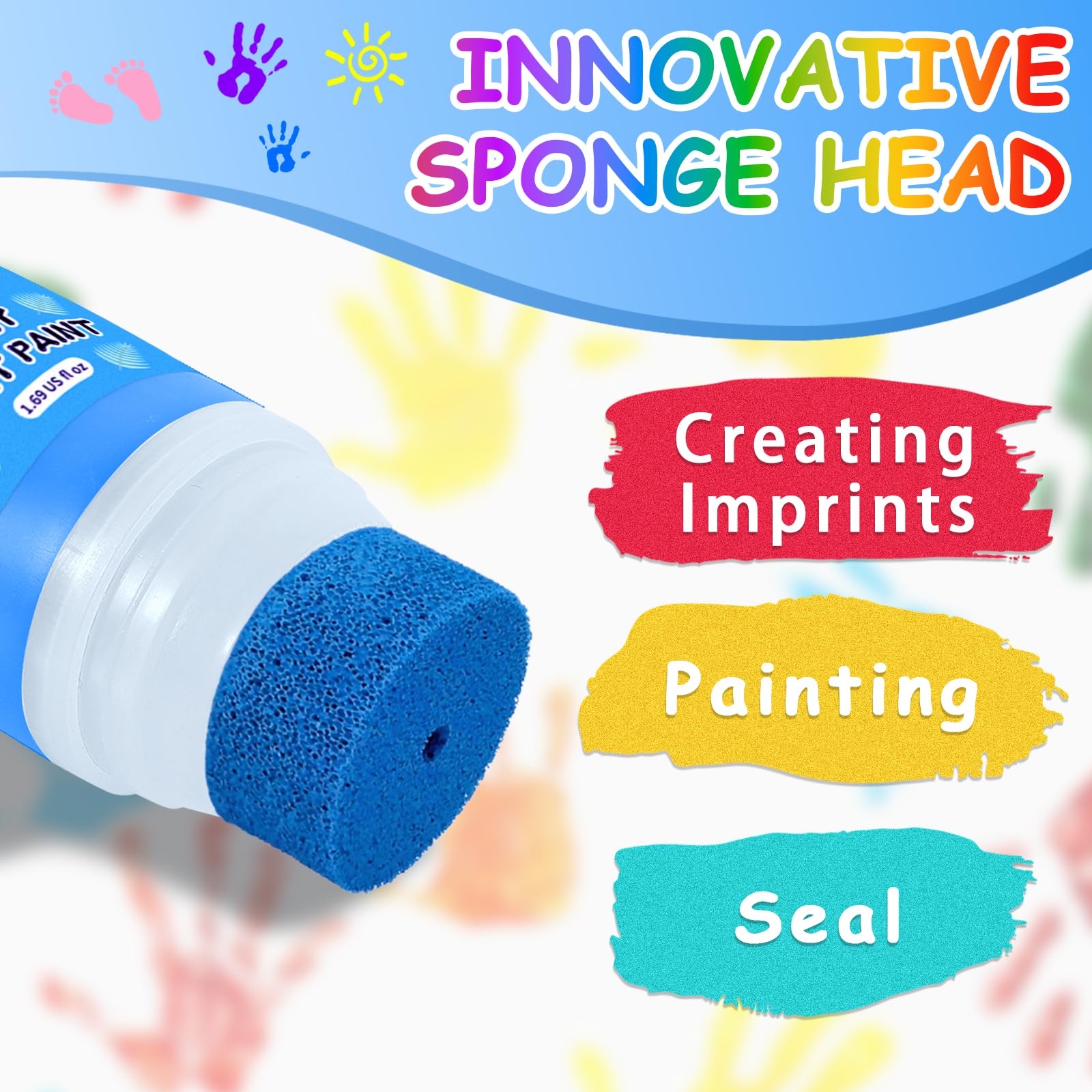 The built-in sponge applicators deliver crisp prints in seconds with easy cleanup