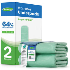 Noovirum Washable Underpads on bed for overnight protection against leaks.
