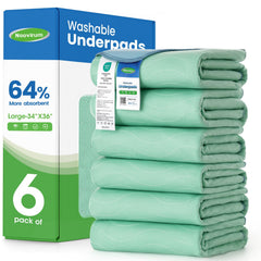 Noovirum washable underpads on a bed provide four-layer leakproof protection.