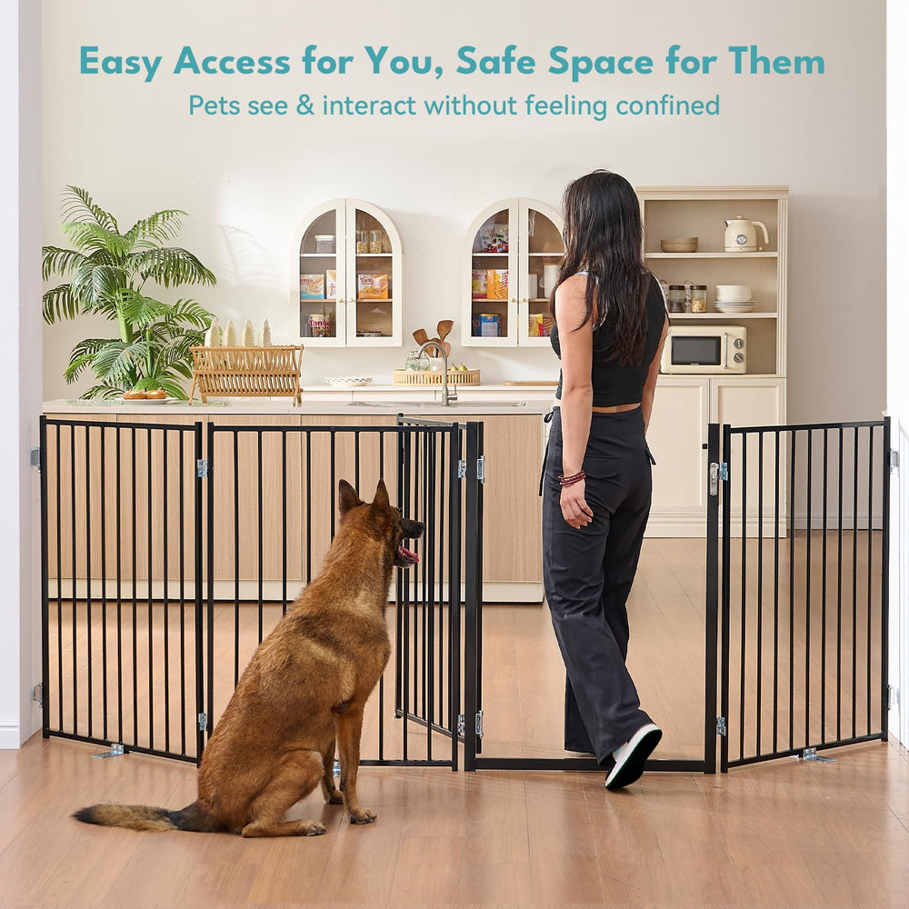 No Pawblems gate features sturdy metal feet on various floor surfaces.