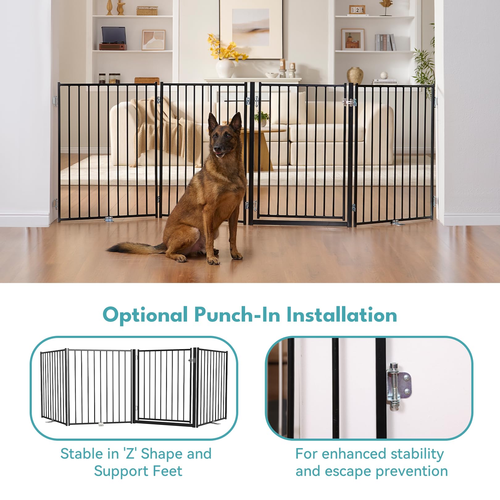No Pawblems gate includes wall-mount hardware for extra stability.