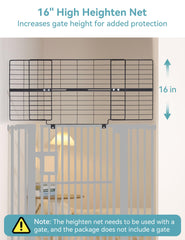 No Pawblems top extension for gates shown in black, compatible with 26–42 inch widths