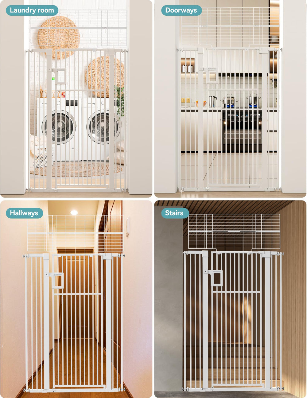 No Pawblems gate in a stair and doorway setup for pets