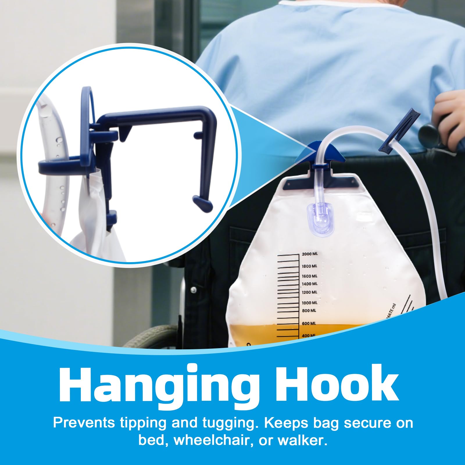 NorBeng hanging hook and clips for bedside setup and accessibility.