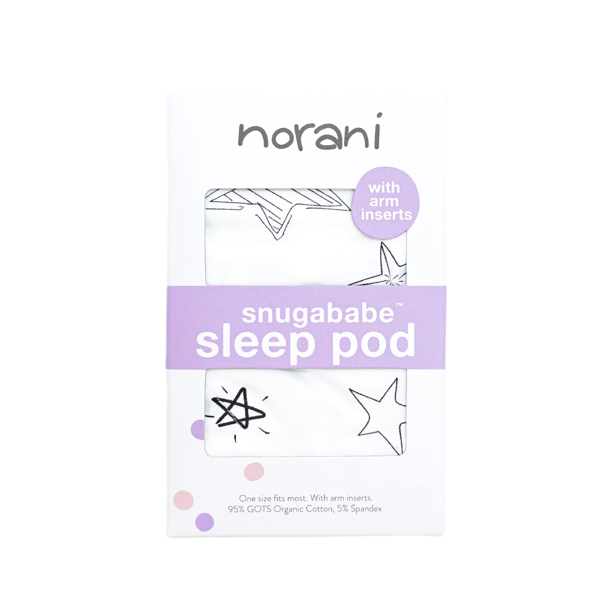 Norani Snugababe Swaddle Pod stars design creates a soothing nursery vibe.
