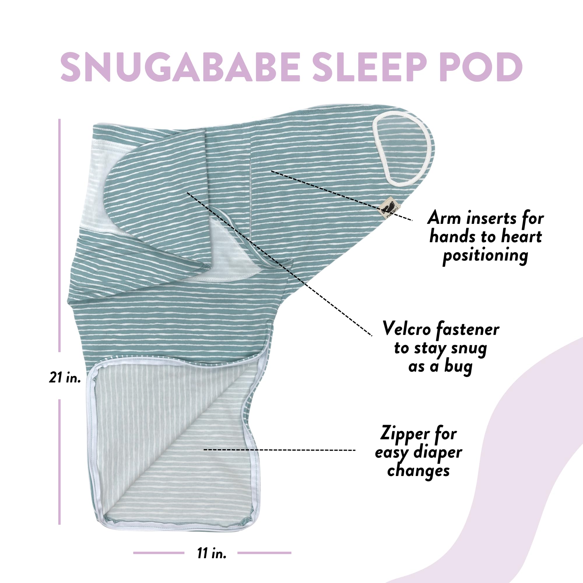 Norani Snugababe Swaddle Pod uses organic cotton for soft touch.