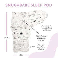 Norani Snugababe Swaddle Pod secure wrap keeps arms safely tucked.