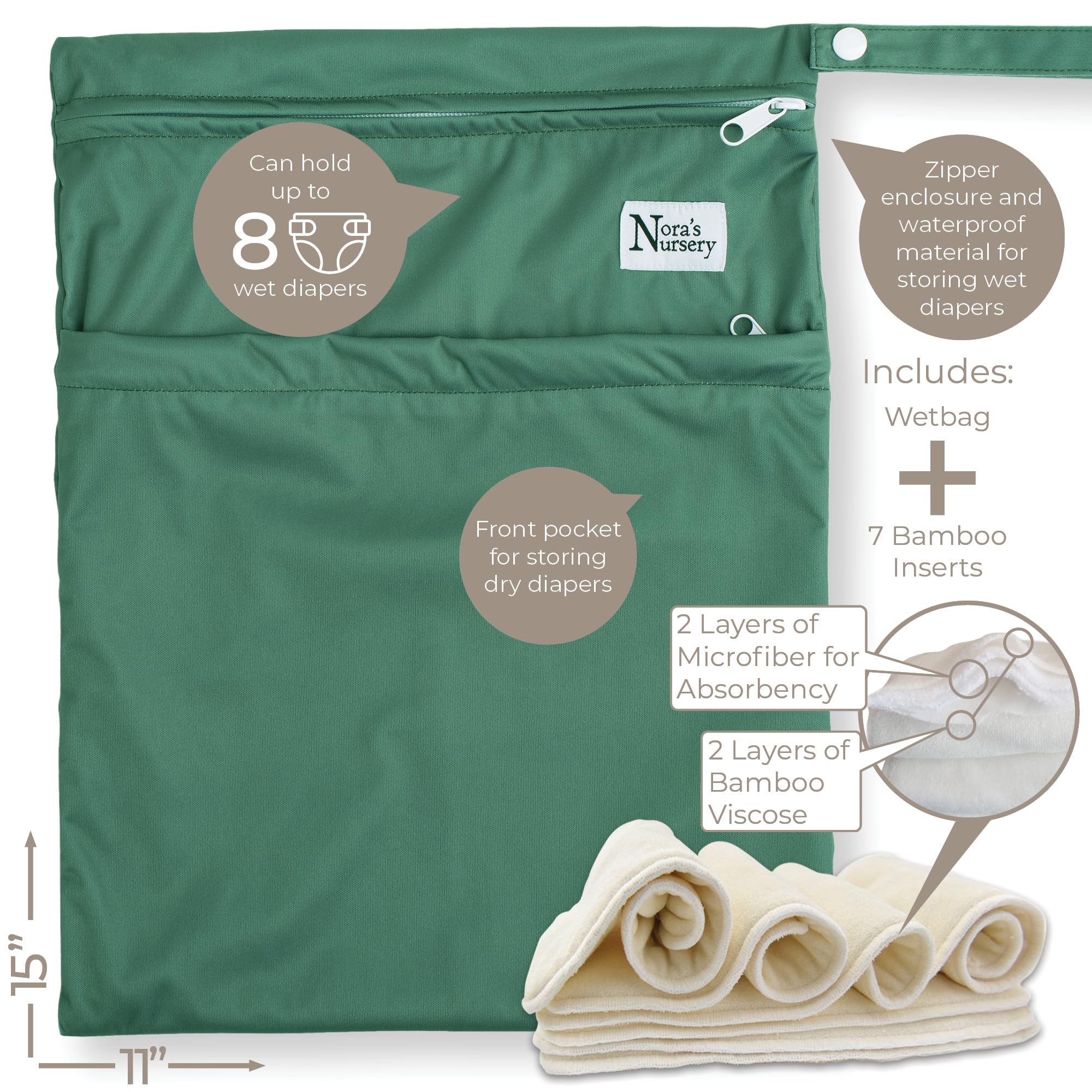 Nora's Nursery 4-layer viscose outer provides reliable absorbency