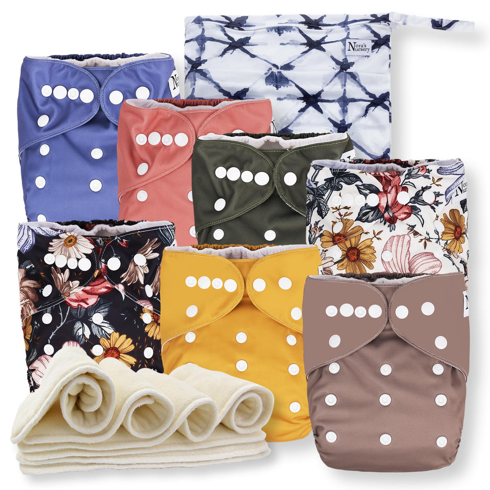 Nora's Nursery cloth diaper cover for adjustable fit and all-day use.