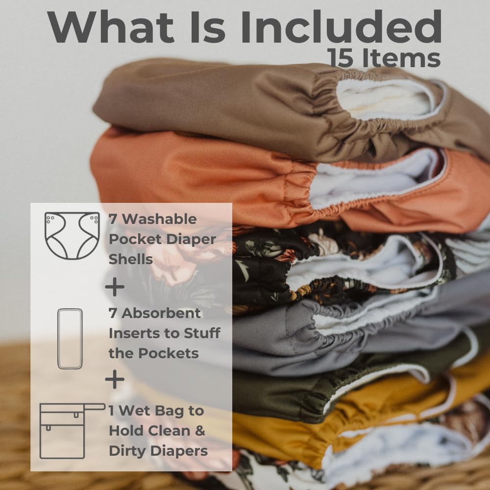 Nora's Nursery 7-pack inserts with microfiber interior for dependable absorbency.