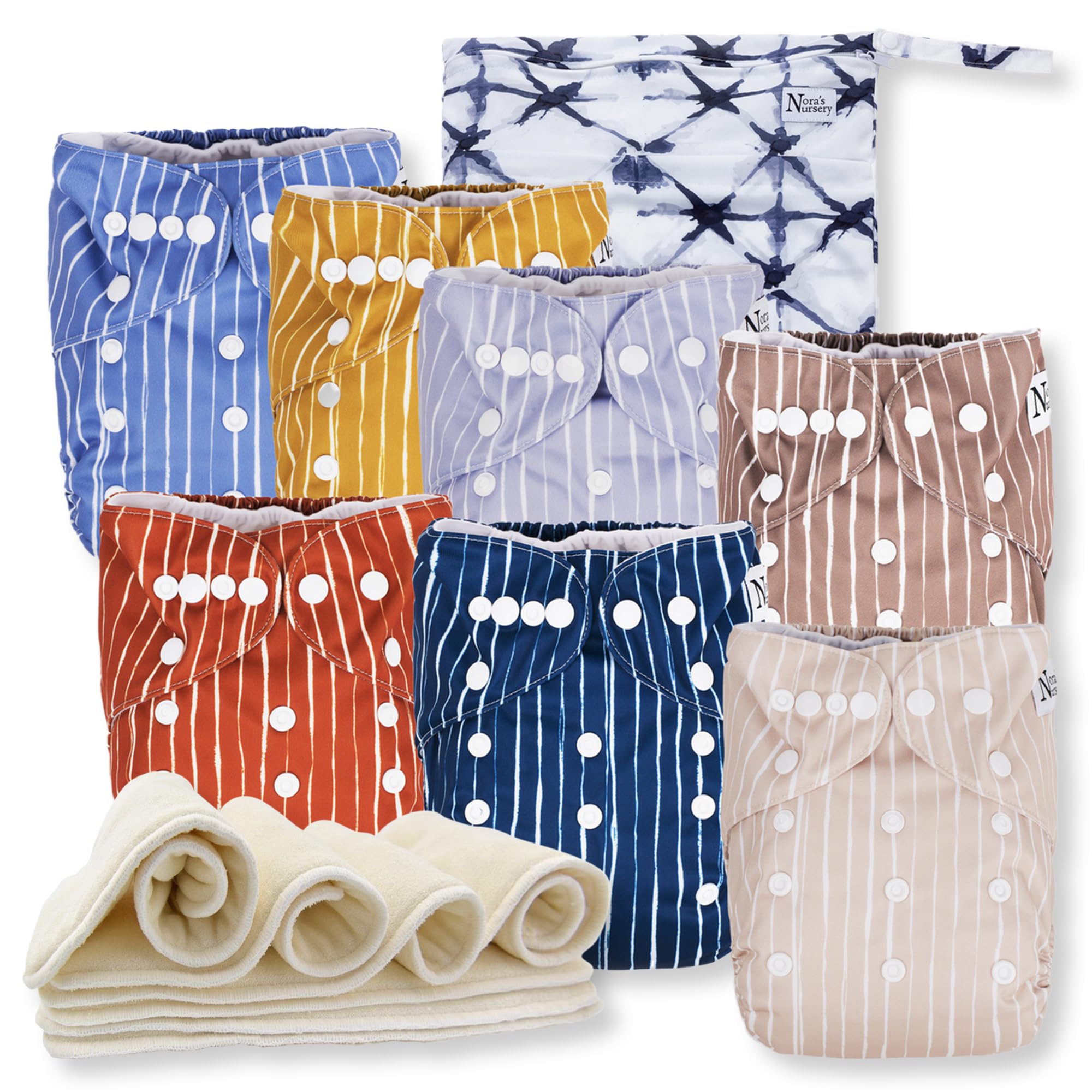 Nora's Nursery cloth diapers 7-pack with inserts for versatile absorbency