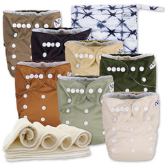 Nora's Nursery cloth diaper pack, a complete set for easy, eco-friendly diapering.