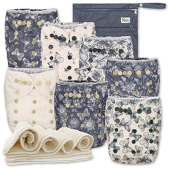 Nora's Nursery Country Garden cloth diapers 7-pack for growing babies.