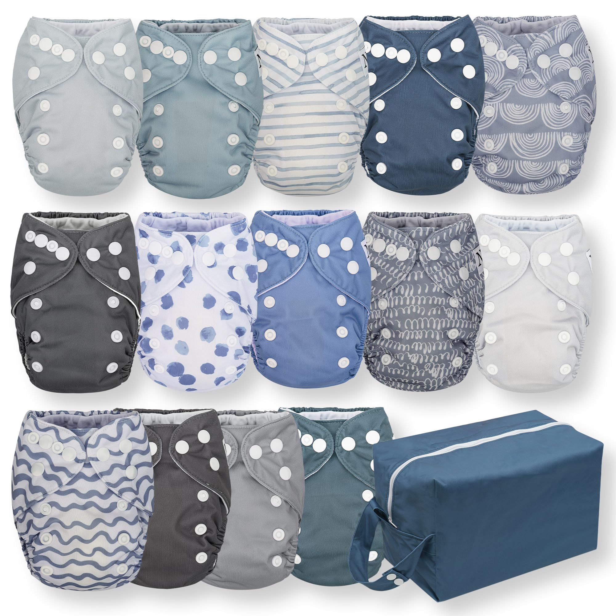 Nora's Nursery newborn all-in-one diaper closed for easy on-the-go changes.