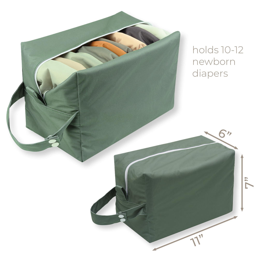 Nora's Nursery newborn all-in-one diaper waterproof shell to keep moisture away.