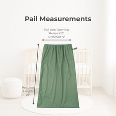 Nora's Nursery Pail Liner uses waterproof PUL to prevent leaks.