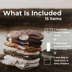 Nora's Nursery pocket diaper open showing customizable fit for growing babies.