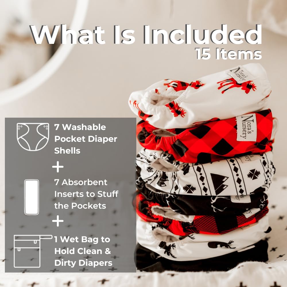 Nora's Nursery pocket diapers with adjustable snaps for newborn to toddler comfort