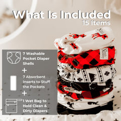 Nora's Nursery pocket diapers with adjustable snaps for newborn to toddler comfort