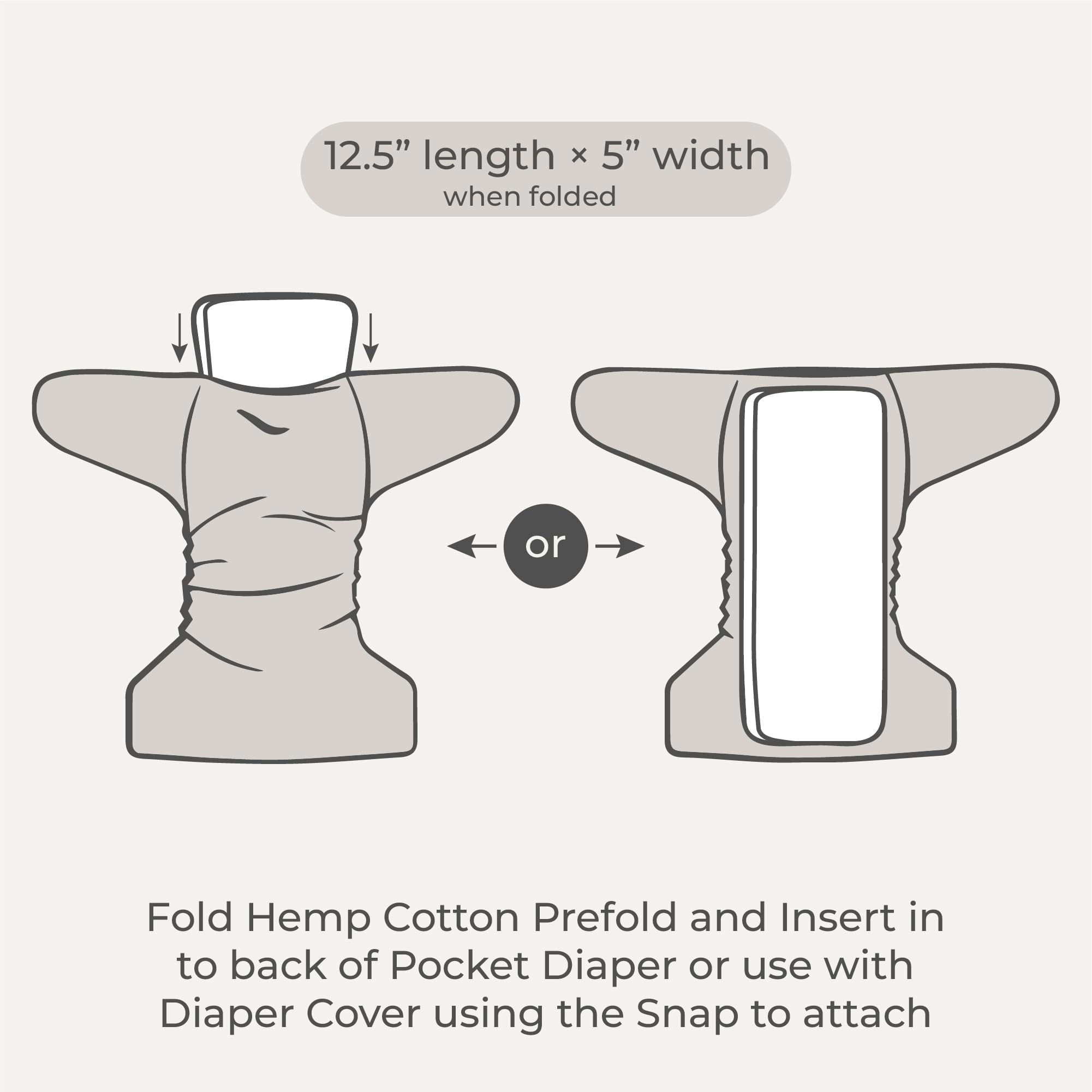 Machine-washable Nora's Nursery hemp insert for easy care and reuse.