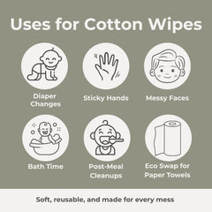 Nora's Nursery reusable wipes used during diaper change demonstrate versatility for mess cleanup.