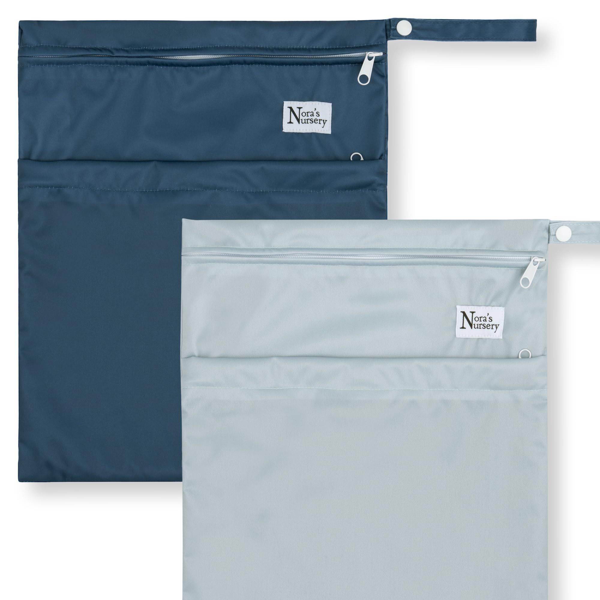 Nora's Nursery wet dry bag with double pocket for organized on-the-go diapering.