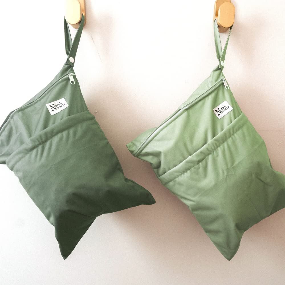 Nora's Nursery wet dry bag measures 11x15 inches for compact diaper bag use