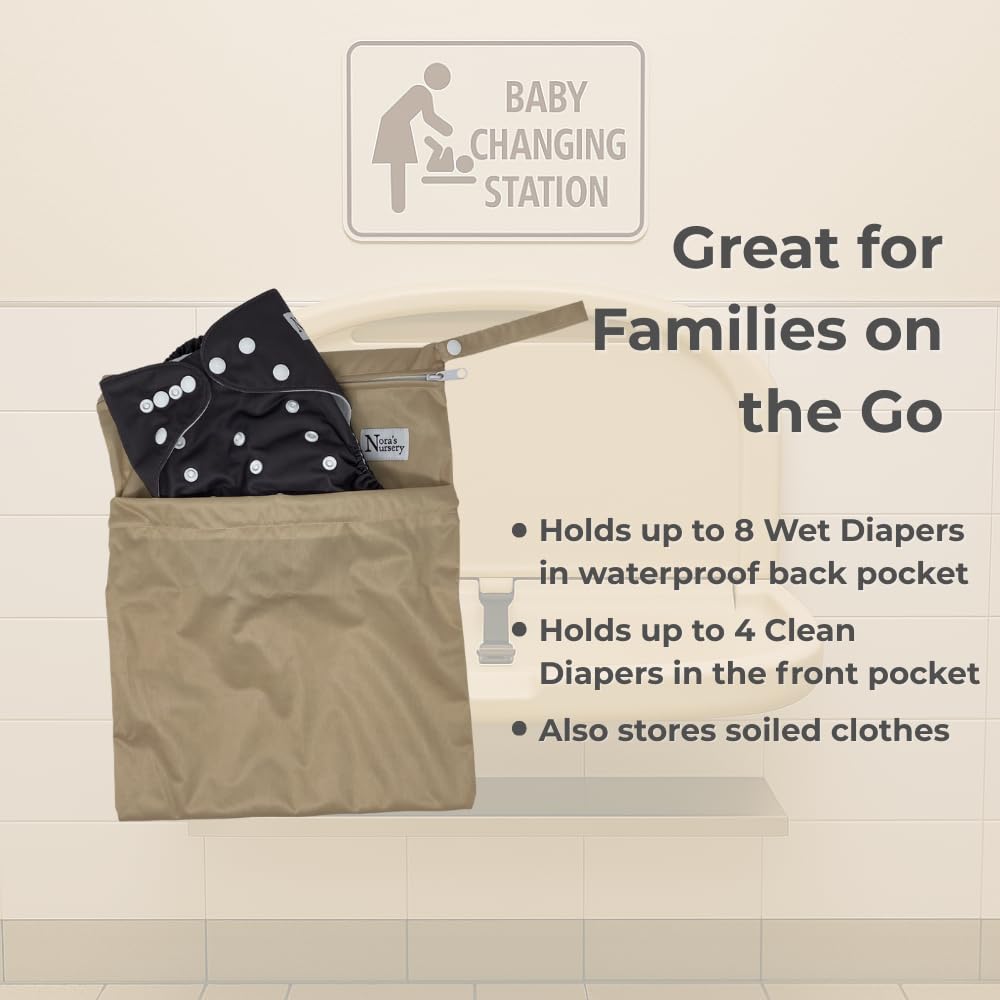 Stroller attachment snap handle shown for hands-free transport.
