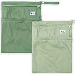 Nora's Nursery wet dry bag with two pockets keeps damp items separate for travel