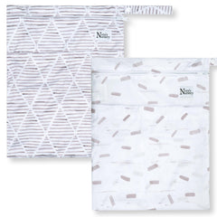 Nora's Nursery Wet Dry Bag with two pockets keeps damp items organized on the go.