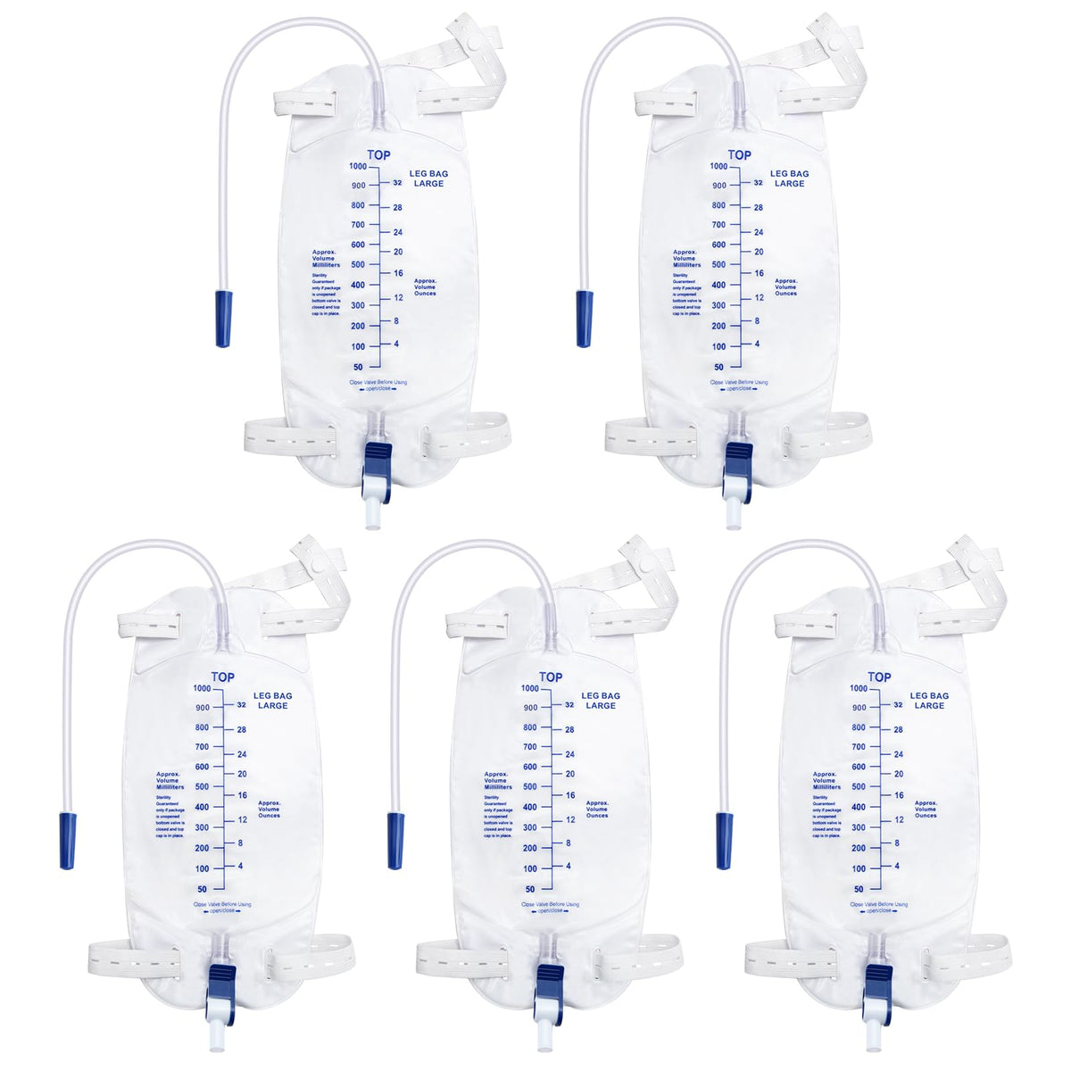 Norbeng catheter bags 5-pack in packaging, convenient starter kit for quick setup.
