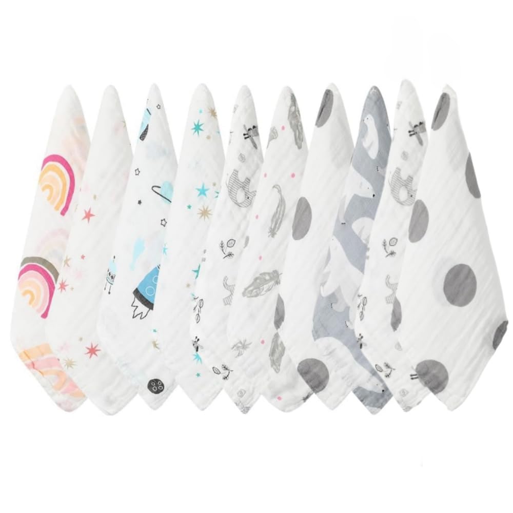 Norinori Baby Msulin Washcloths front view shows soft, absorbent muslin for newborn baths.