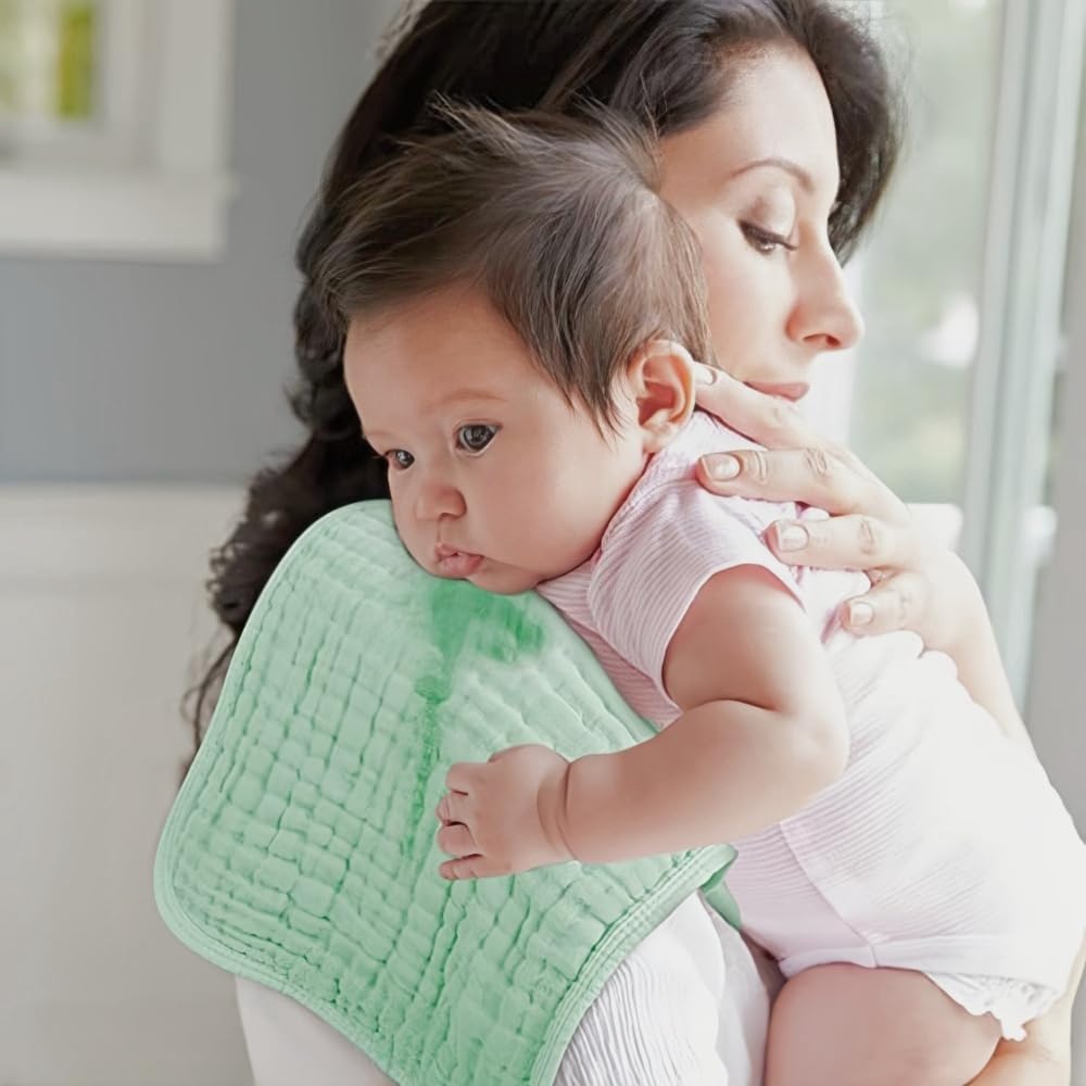 Norinori muslin burp cloths absorb moisture quickly for easy cleanups.