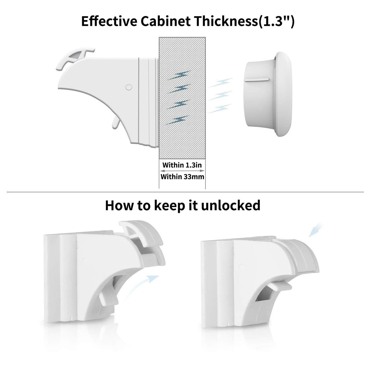 Norjews lock and catch mounted inside cabinet for invisible safety
