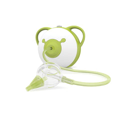 Nosiboo Pro nasal aspirator front view shows ergonomic design for gentle baby care.