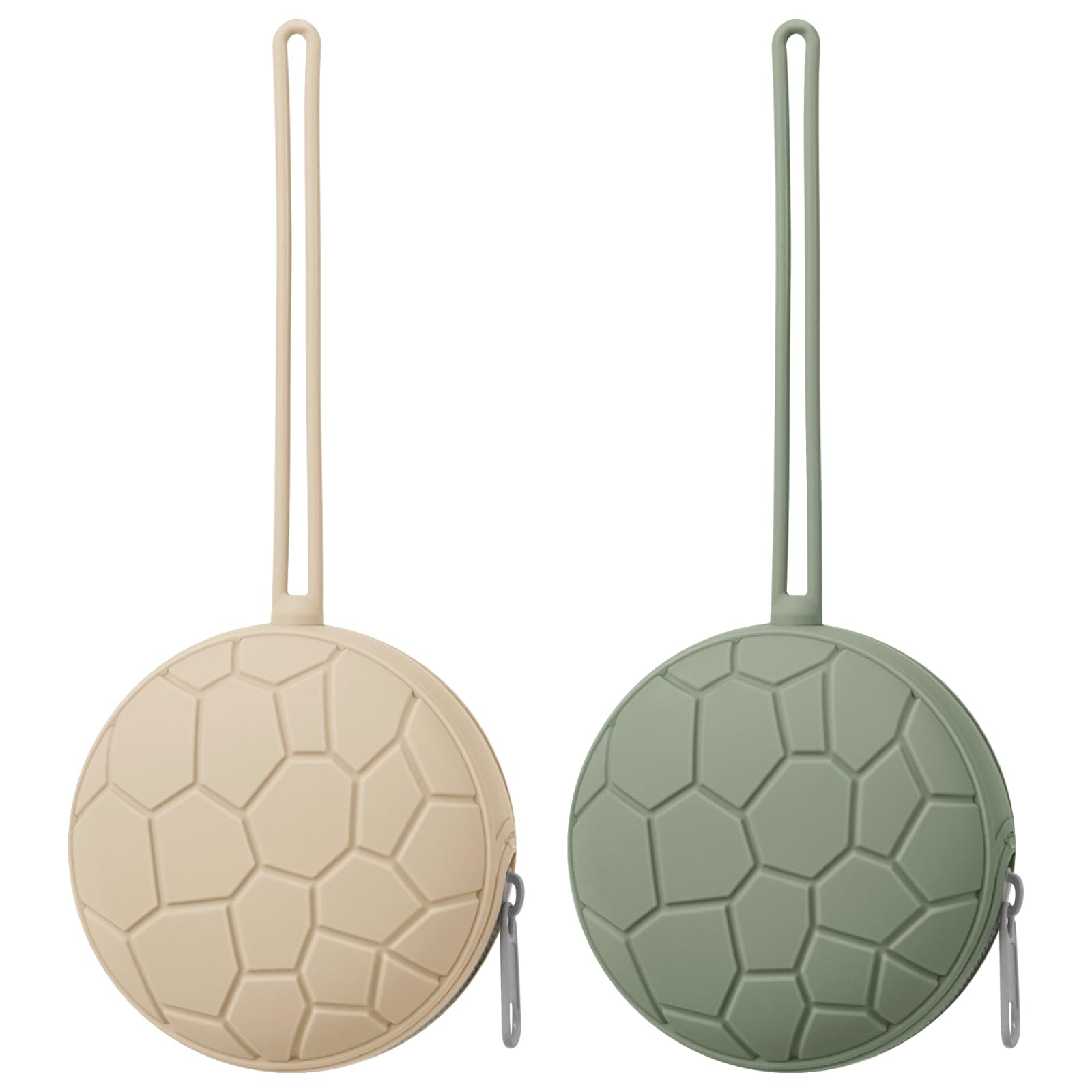 Nothomme silicone pacifier holder case in sage, closed for clean storage.