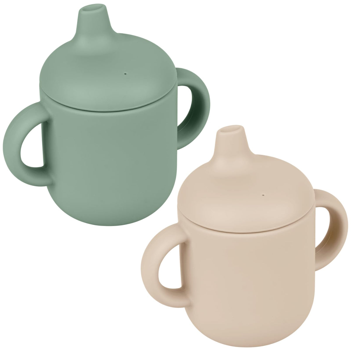 Nothomme silicone sippy cups with spill-proof lid for mess-free drinking.