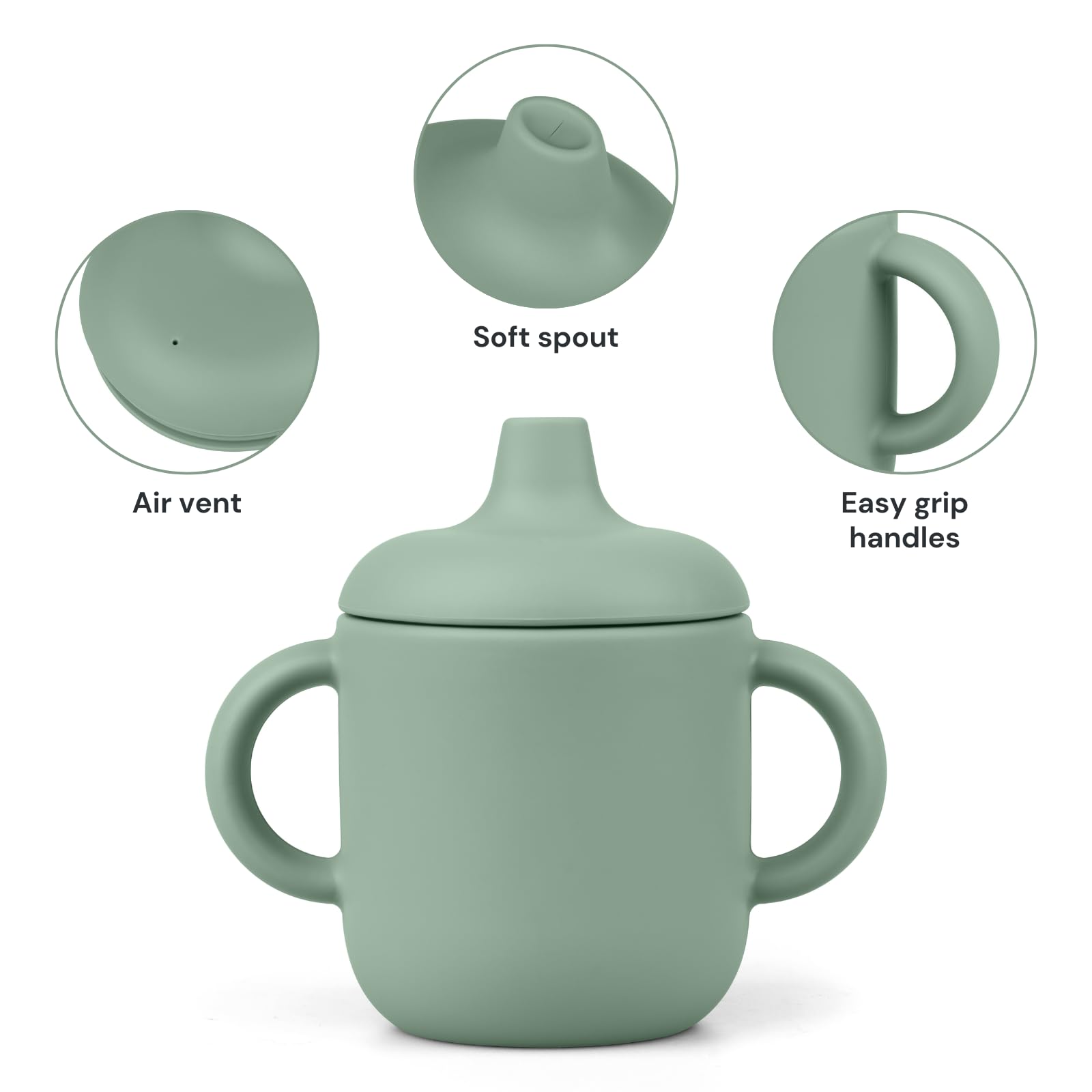 Nothomme sippy cups show spout design to guide steady sipping.