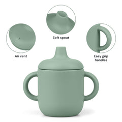 Nothomme sippy cups show spout design to guide steady sipping.