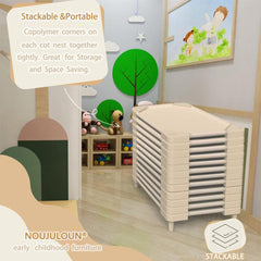 NOUJULOUN Daycare Cots feature PP corners for lasting safety.