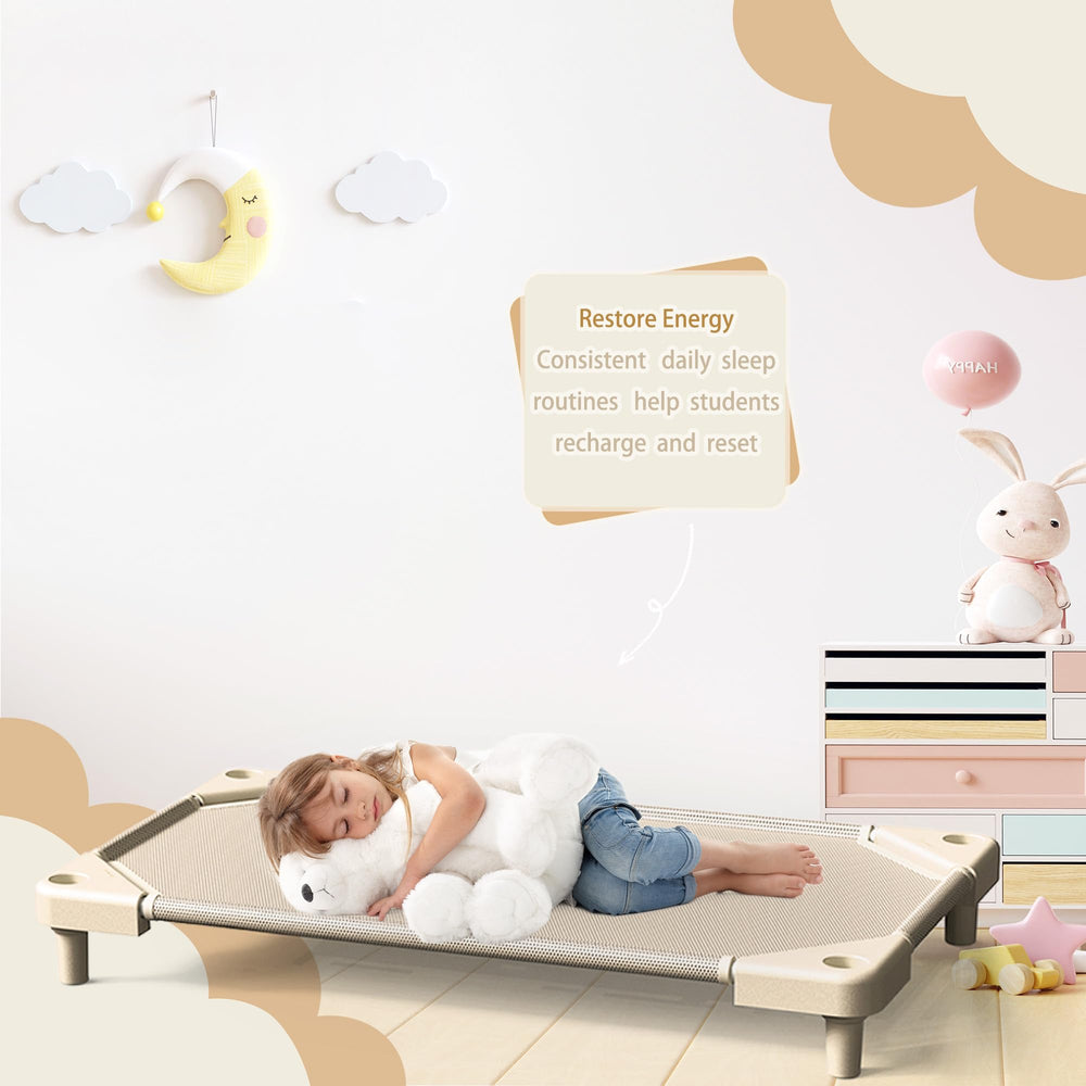 NOUJULOUN Daycare Cots use rust-proof tubing for long-term classroom use.