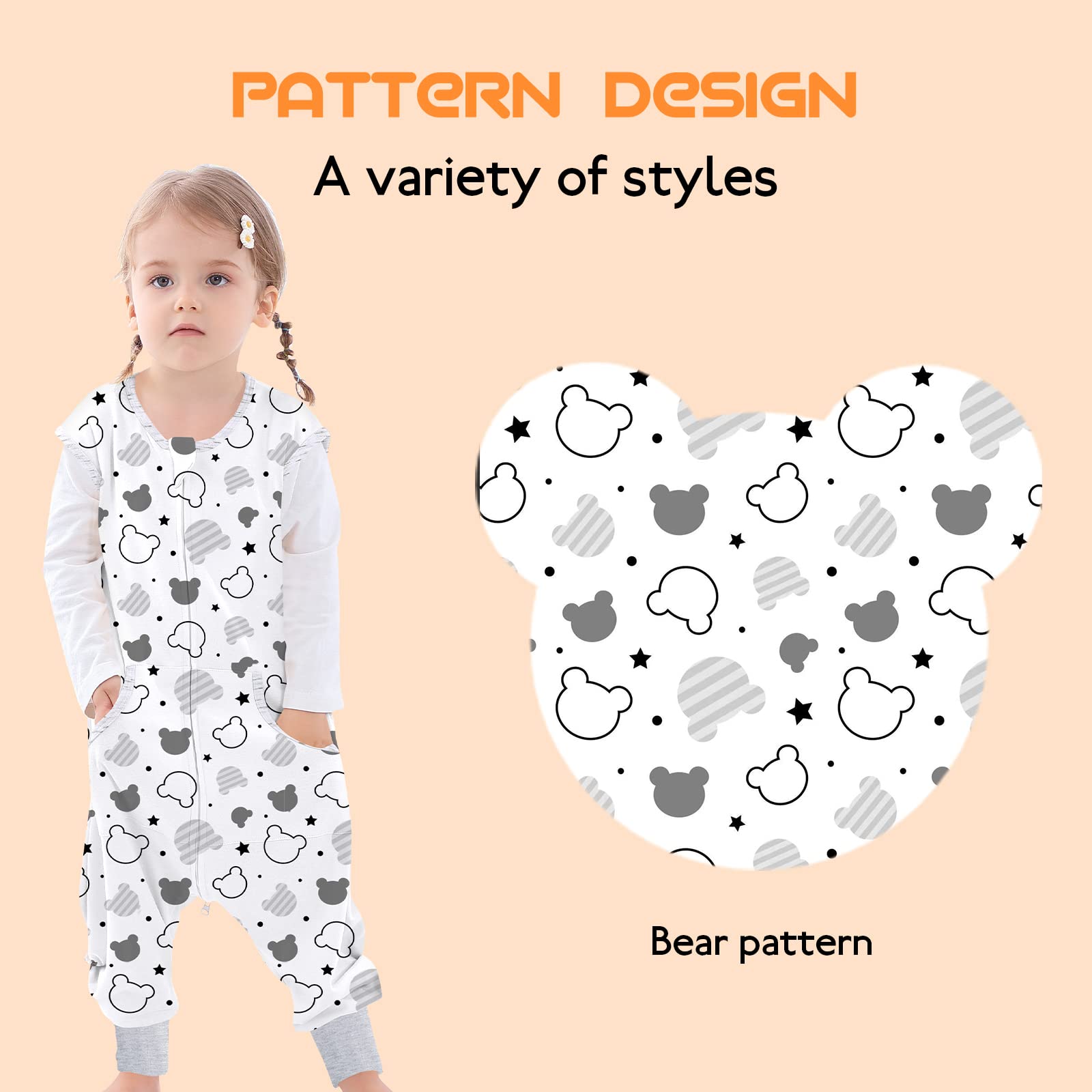 NOUJULOUN growth-ready sleep sack available in four sizes.